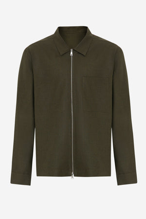 Green Linen Zip Jacket
