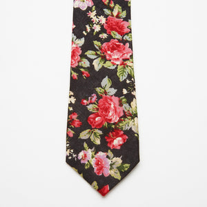 Dark Rose Floral Tie