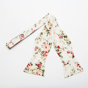 Cream Floral Bow Tie