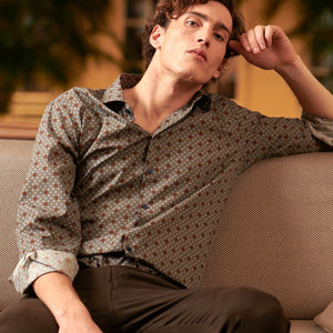 Green Brown Pattern Shirt