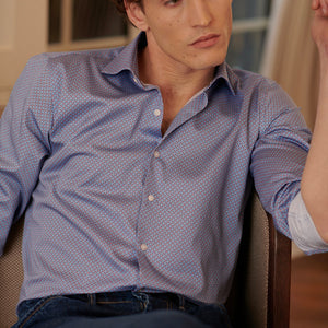 Blue Orange Print Shirt