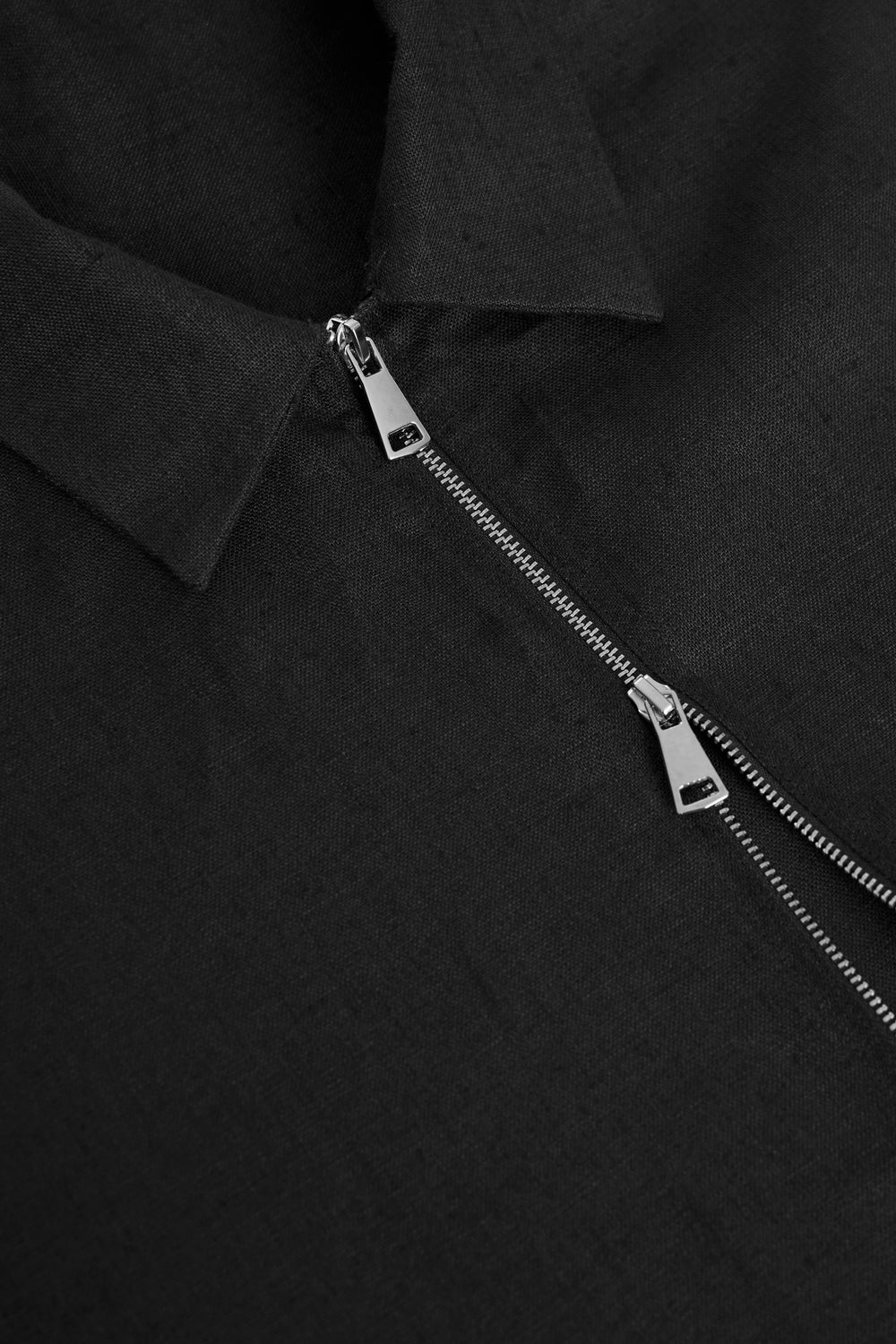 Black Linen Zip Jacket