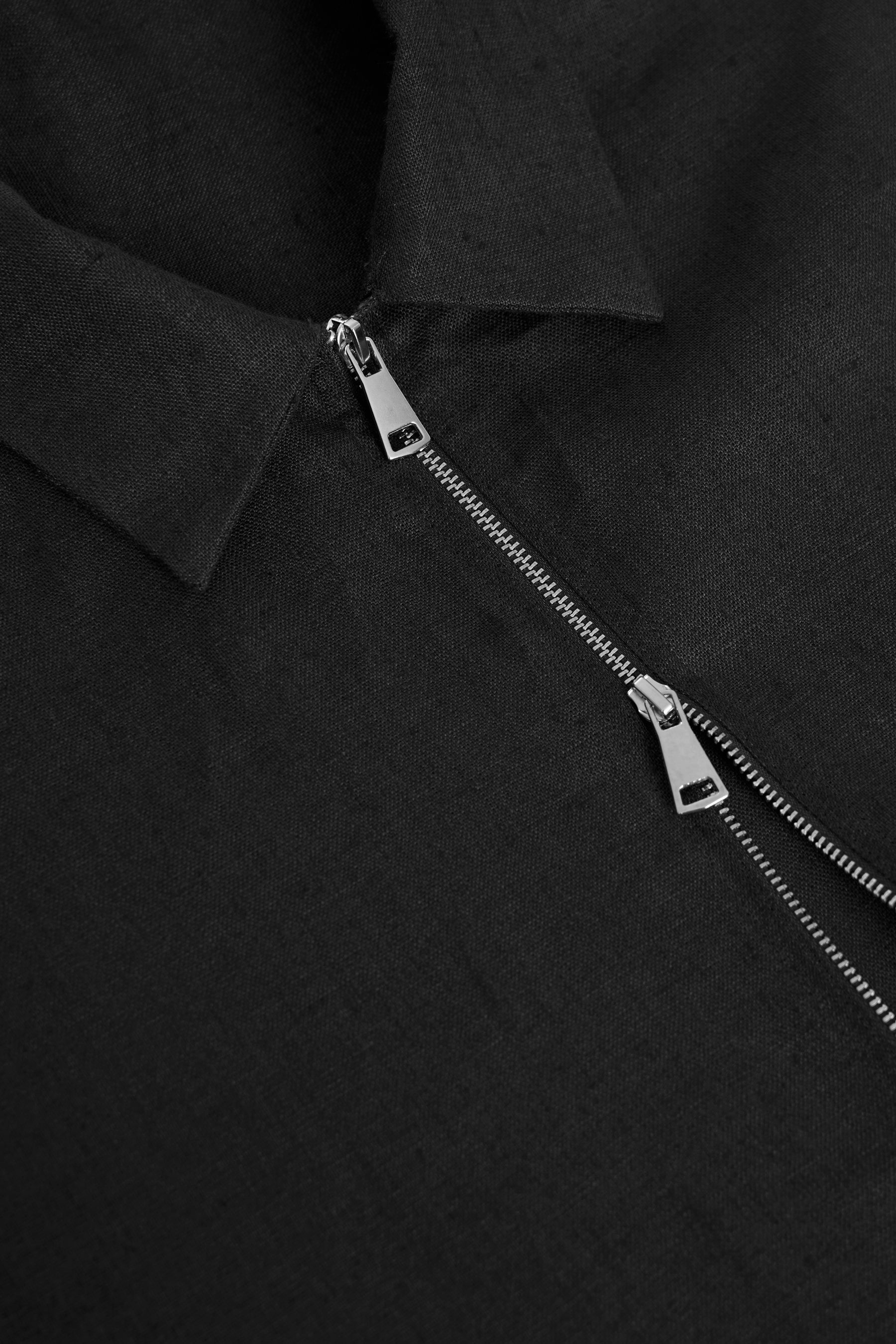 Black Linen Zip Jacket