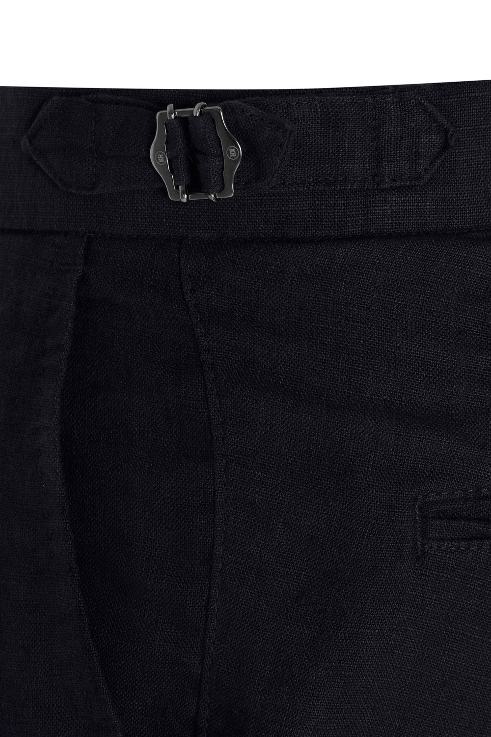 Navy Linen Slim Straight Trouser