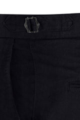 Navy Linen Slim Straight Trouser