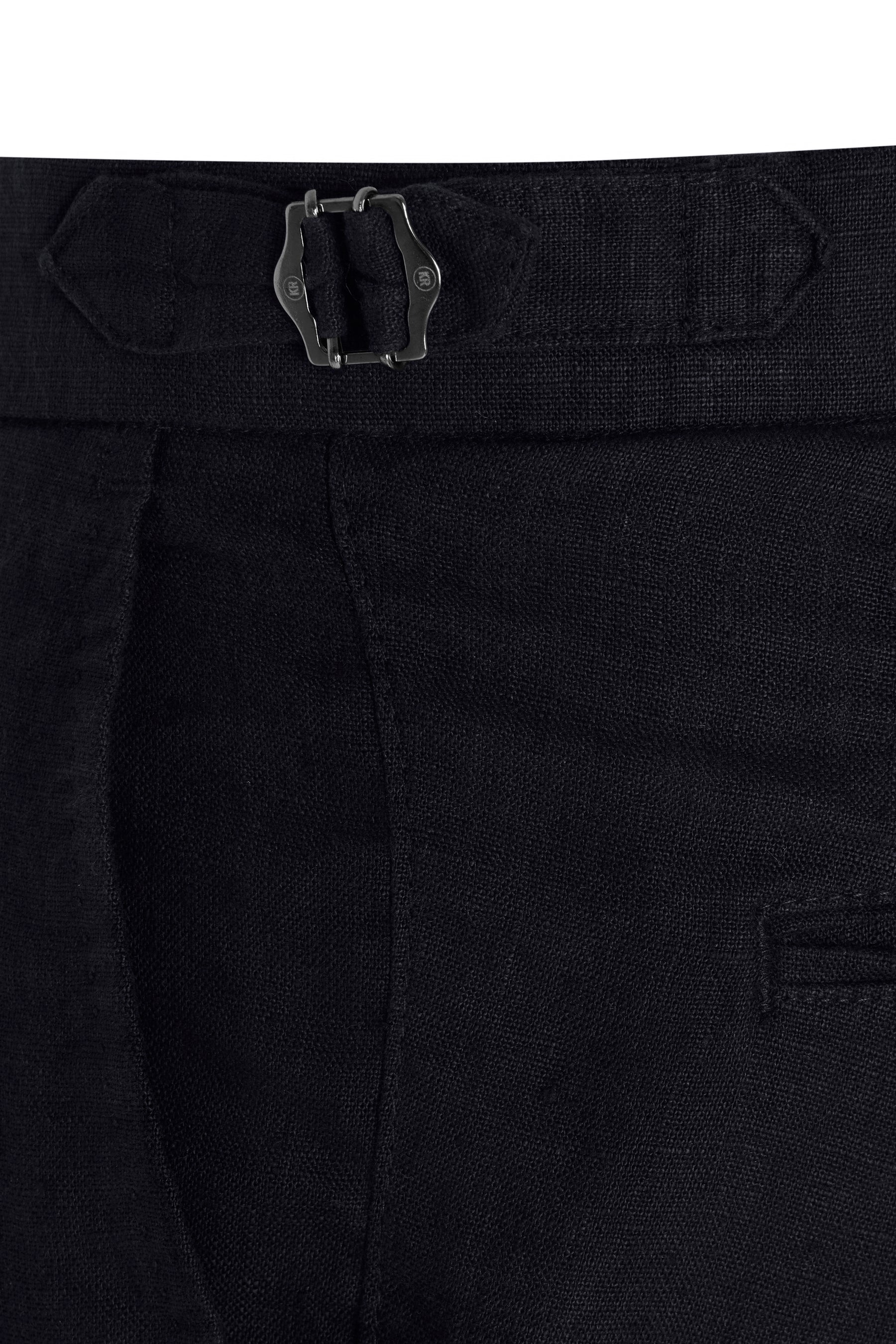 Navy Linen Slim Straight Trouser