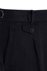 Navy Linen Slim Straight Trouser