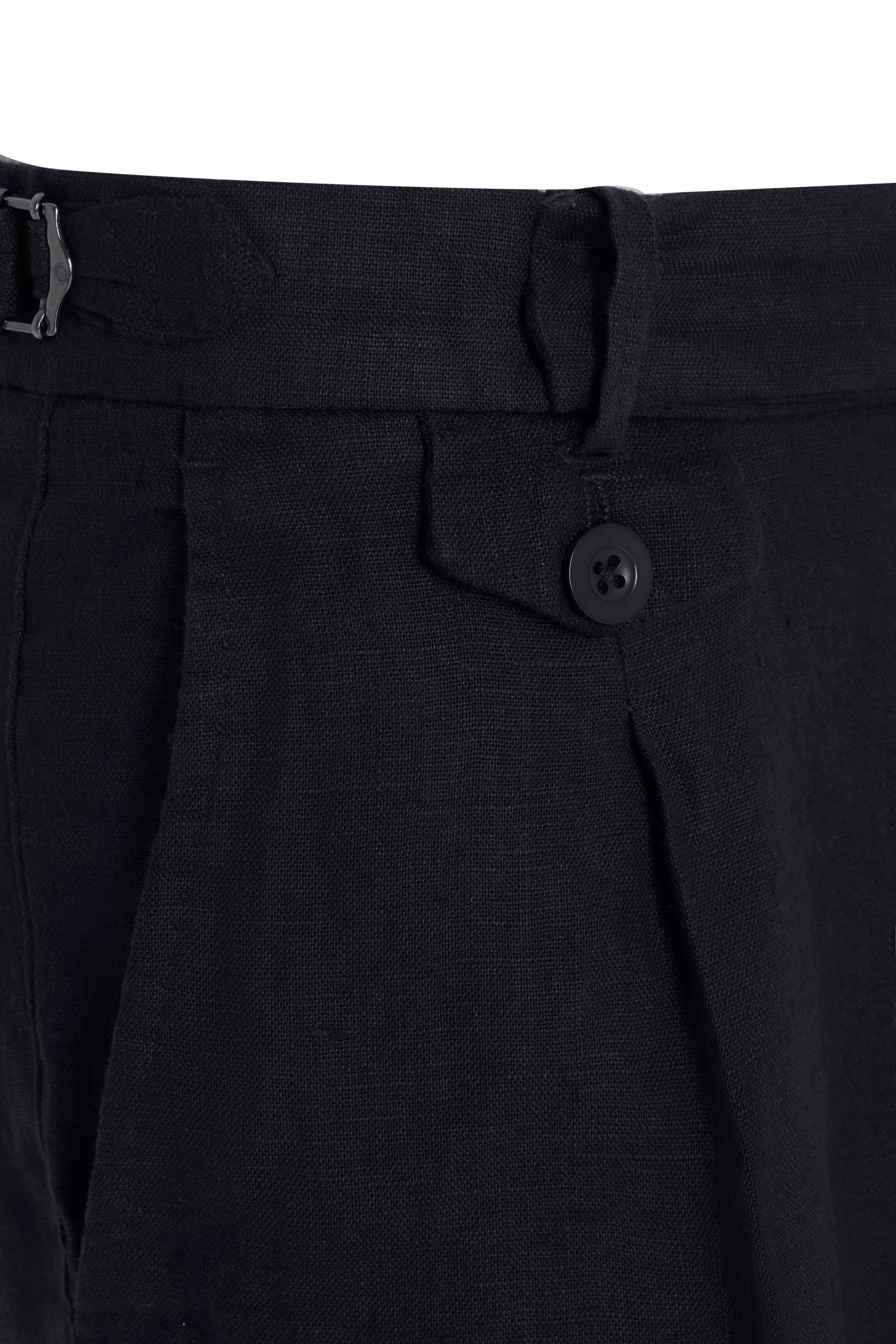 Navy Linen Slim Straight Trouser