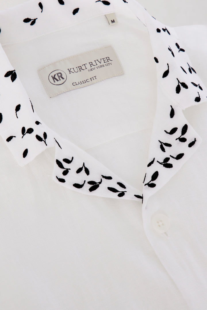 White Short Sleeve Linen Shirt