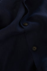 Navy Short Sleeve Linen Shirt