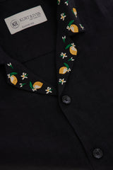 Black Short Sleeve Linen Shirt