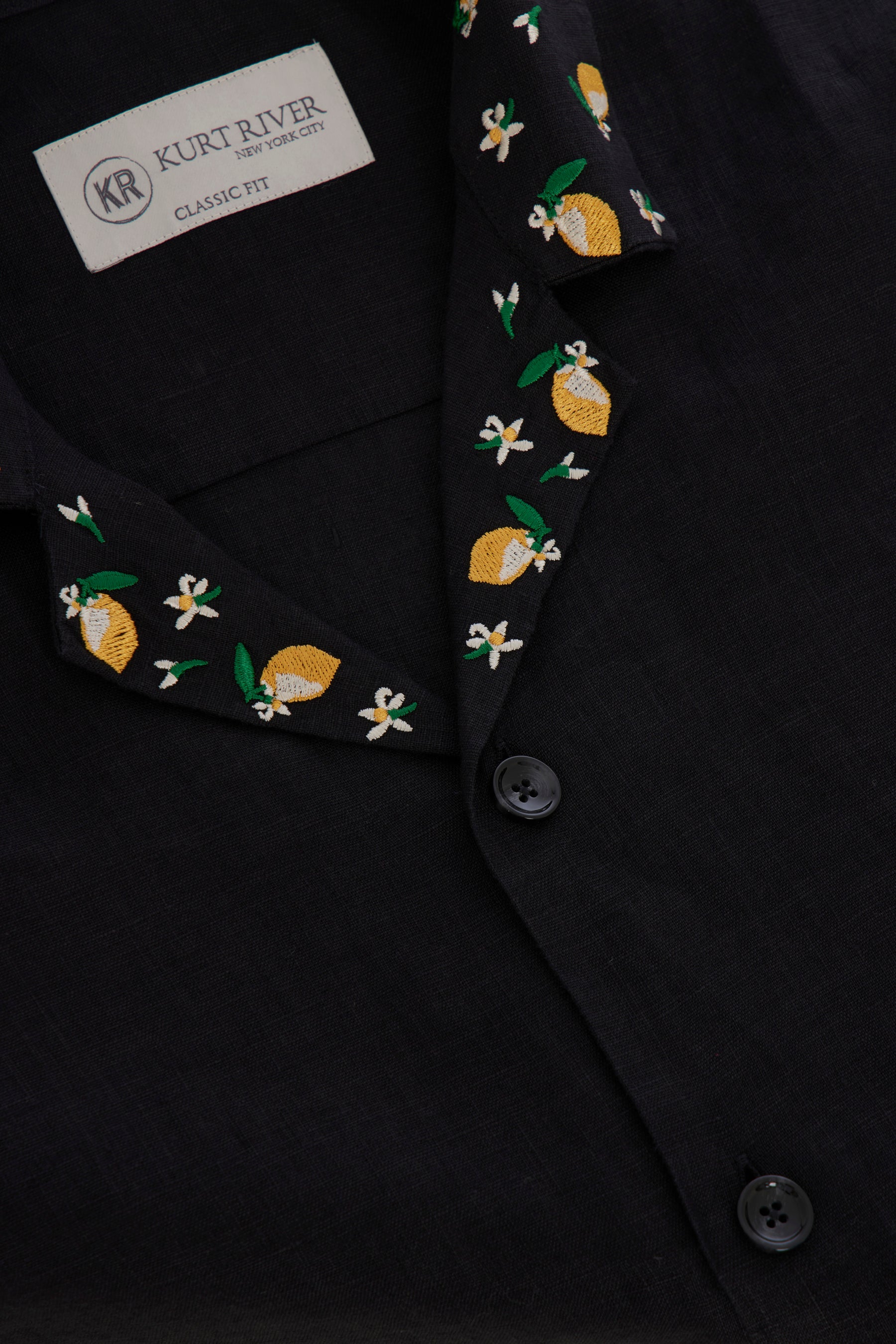 Black Short Sleeve Linen Shirt