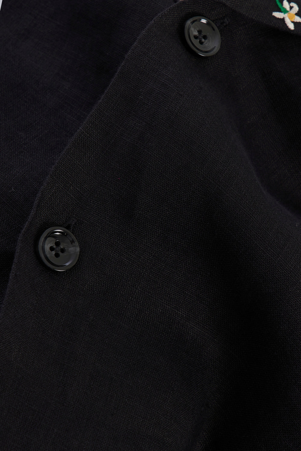 Black Short Sleeve Linen Shirt