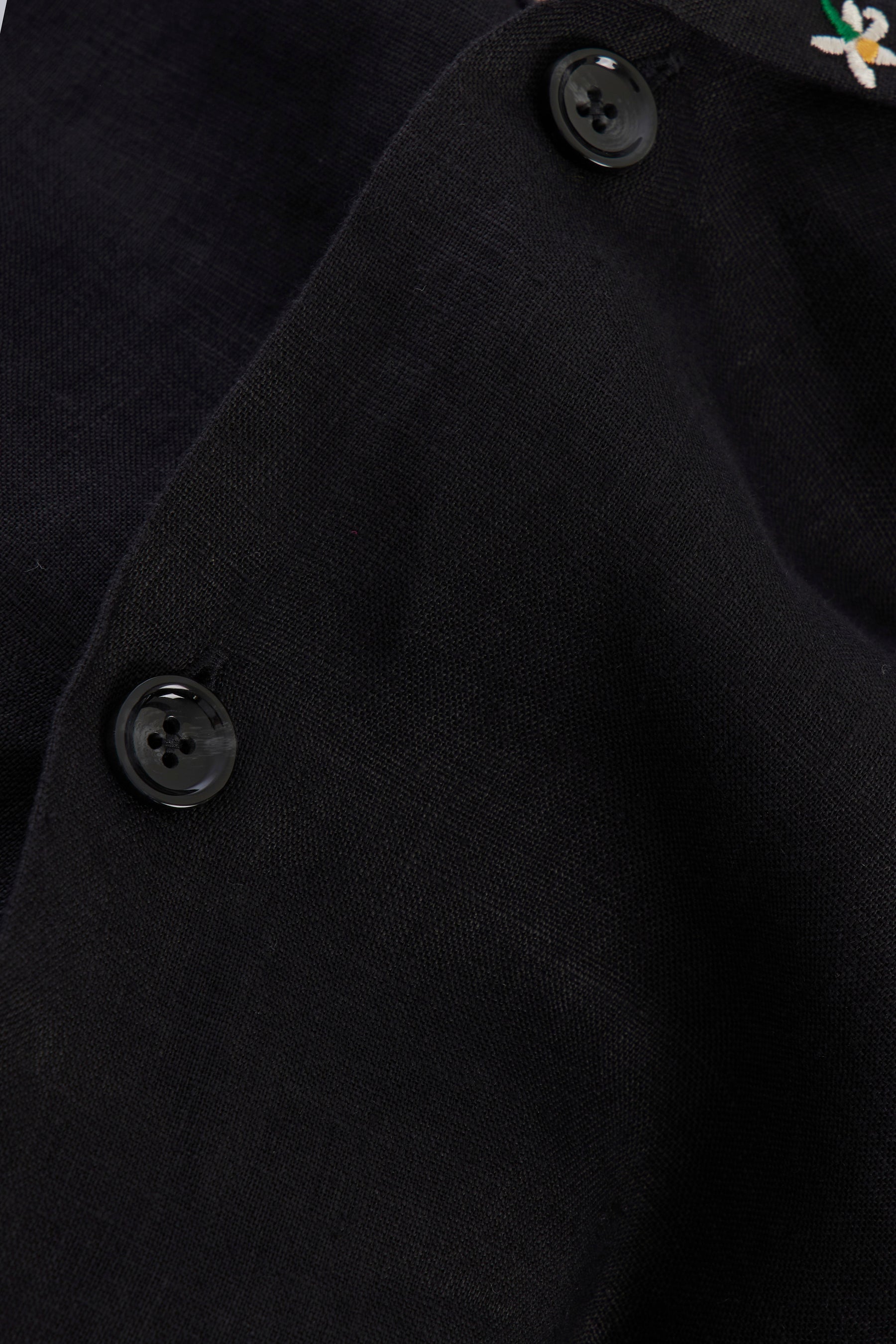 Black Short Sleeve Linen Shirt