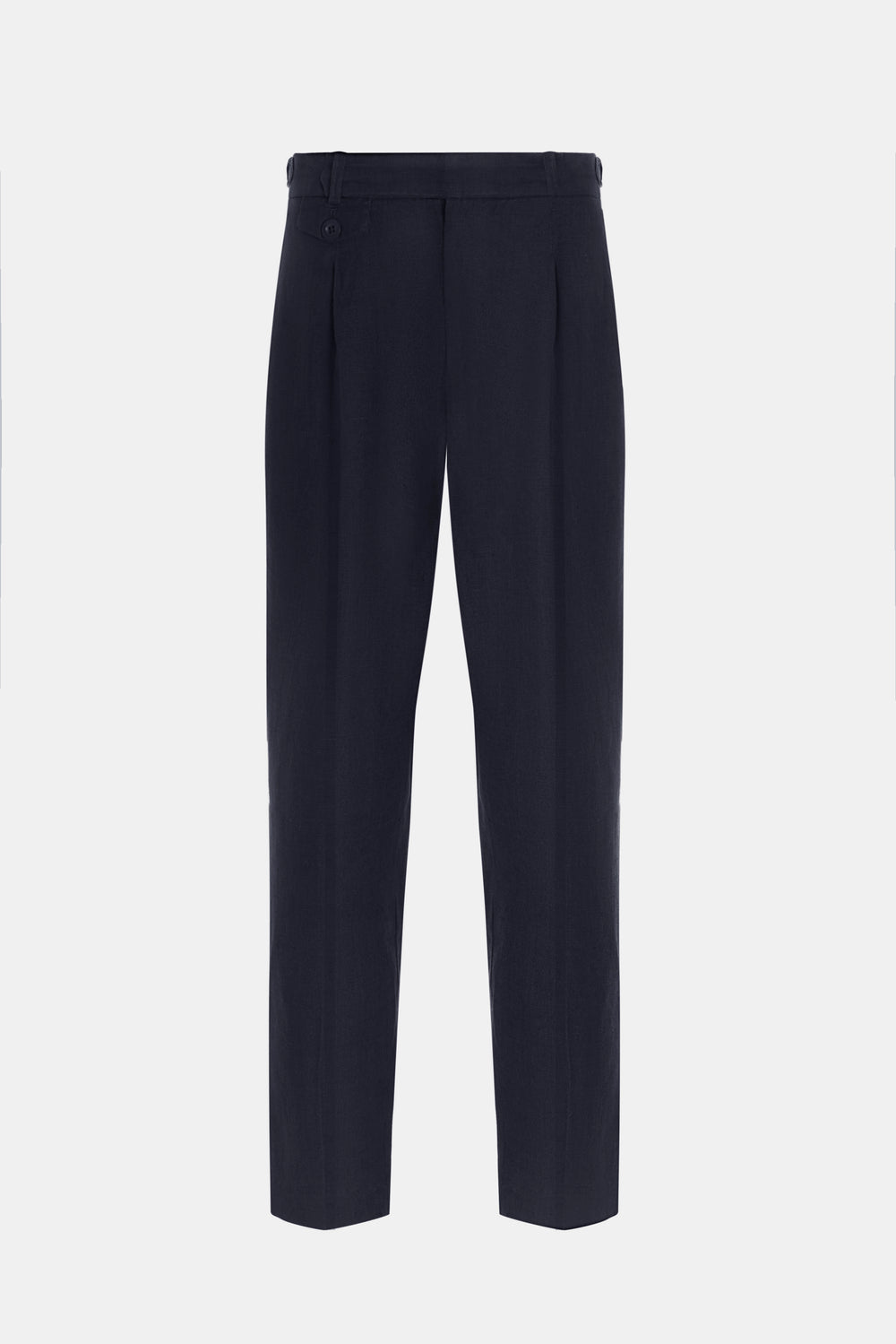 Navy Linen Slim Straight Trouser