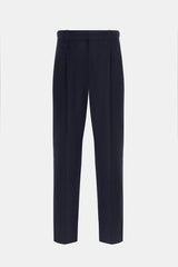 Navy Linen Slim Straight Trouser