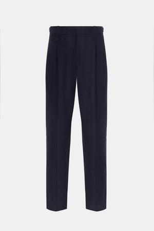Navy Linen Slim Straight Trouser