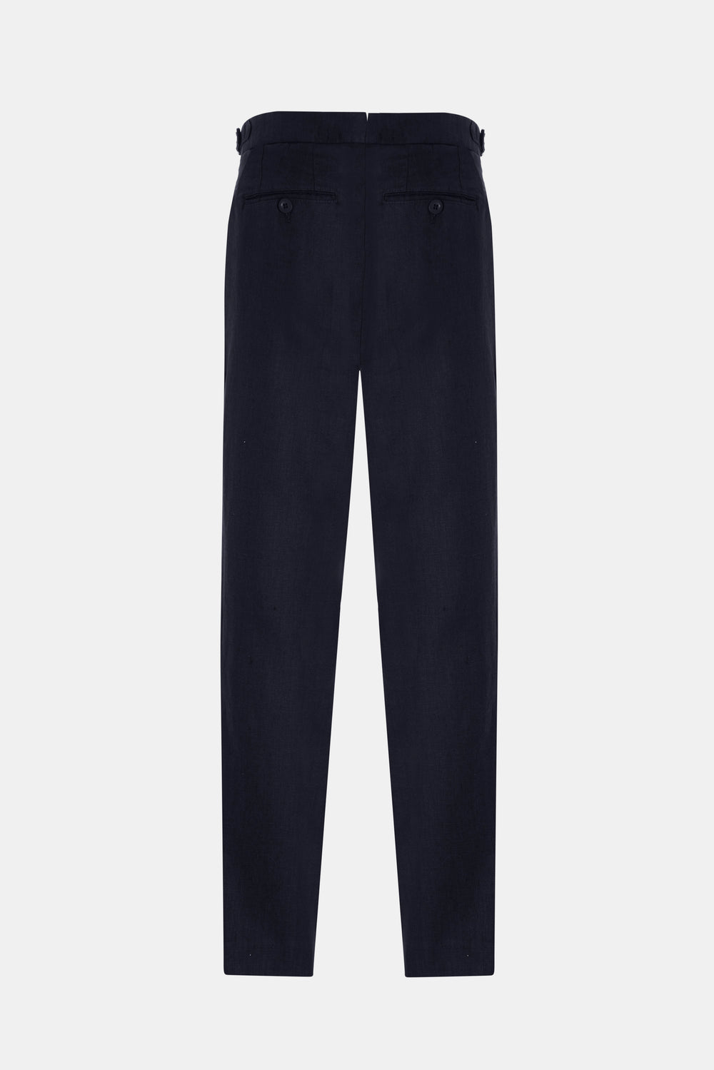 Navy Linen Slim Straight Trouser