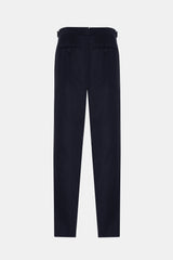 Navy Linen Slim Straight Trouser