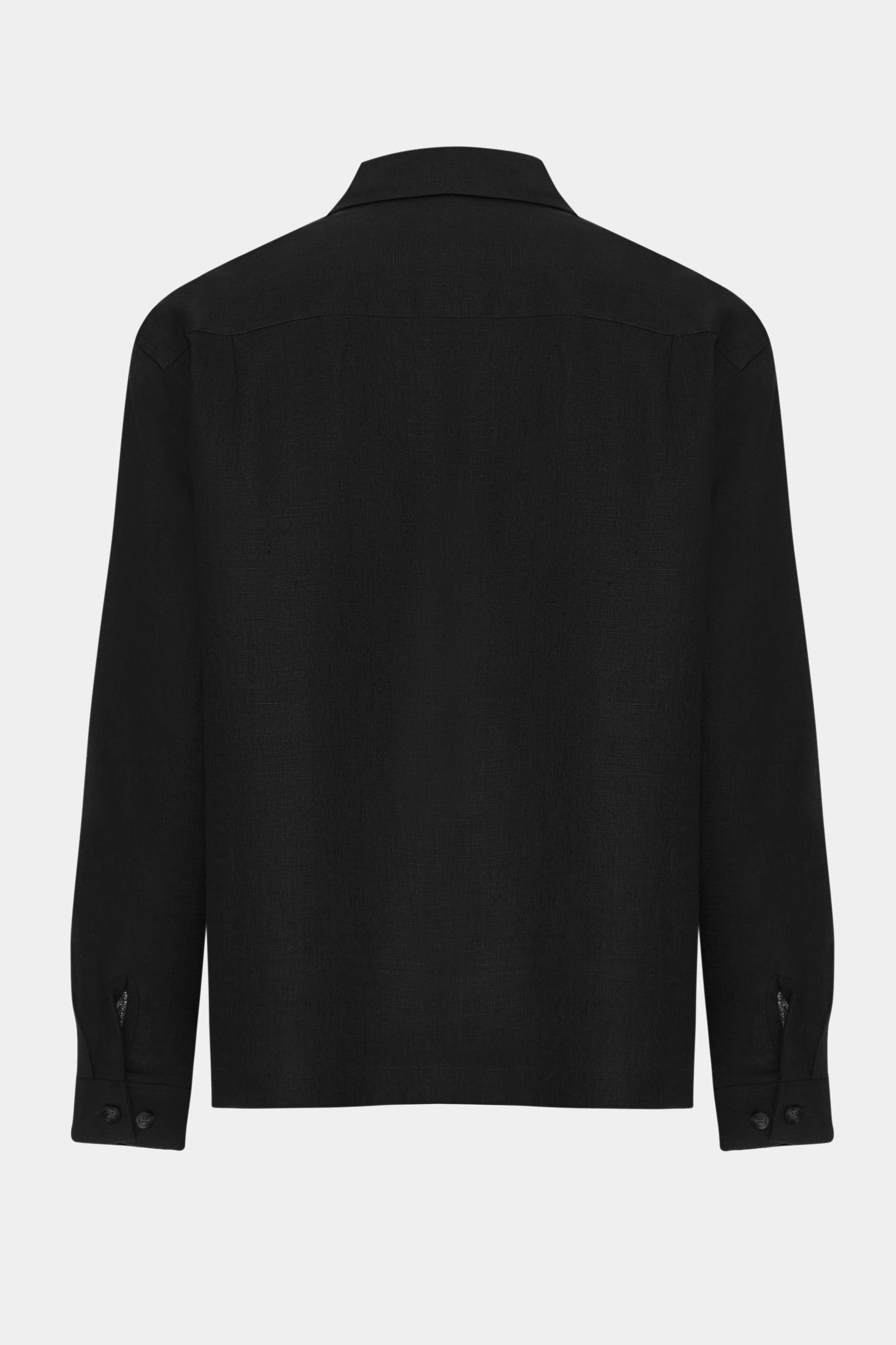 Black Linen Zip Jacket