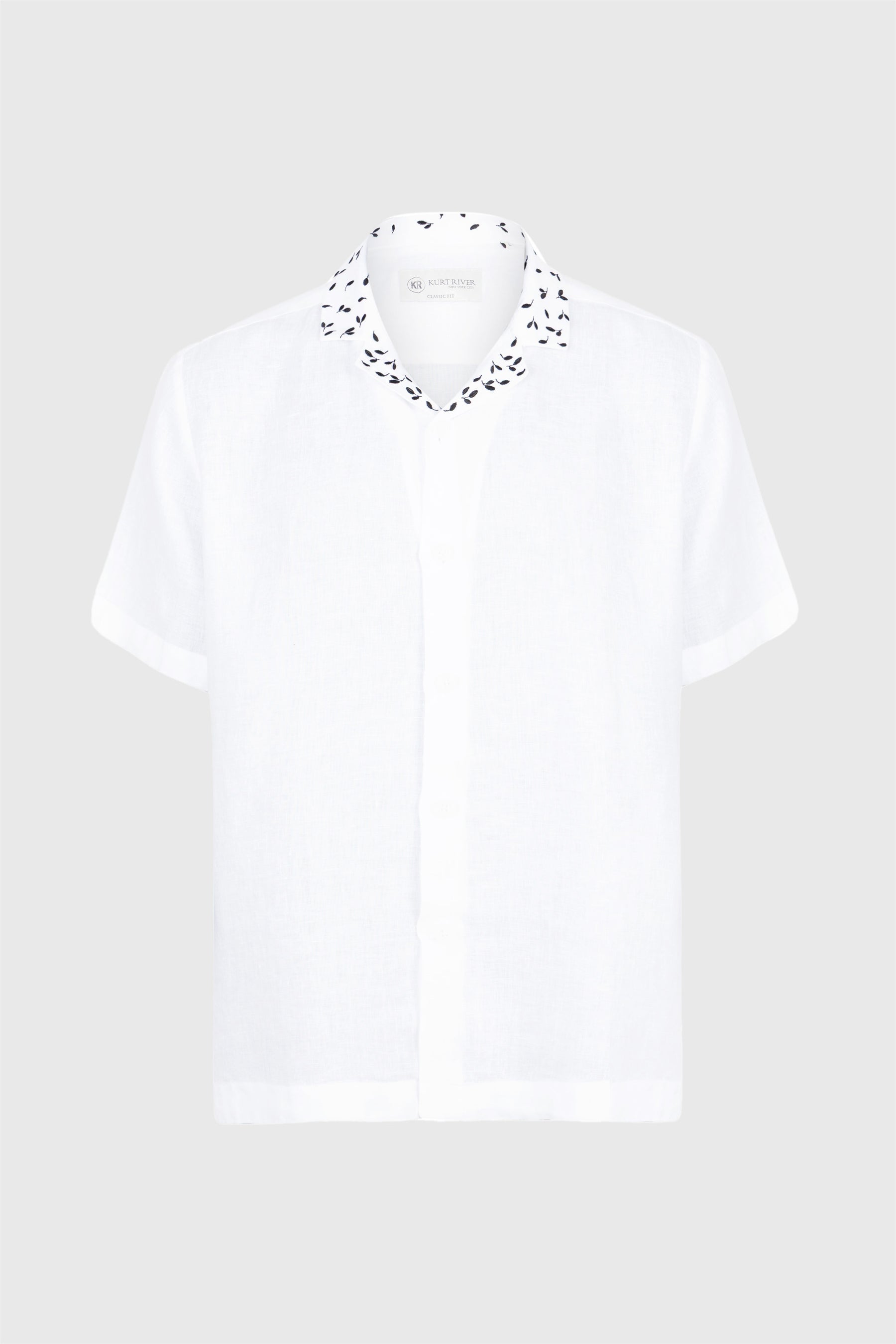 White Short Sleeve Linen Shirt