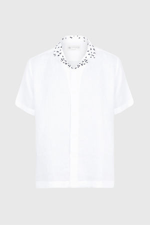 White Short Sleeve Linen Shirt