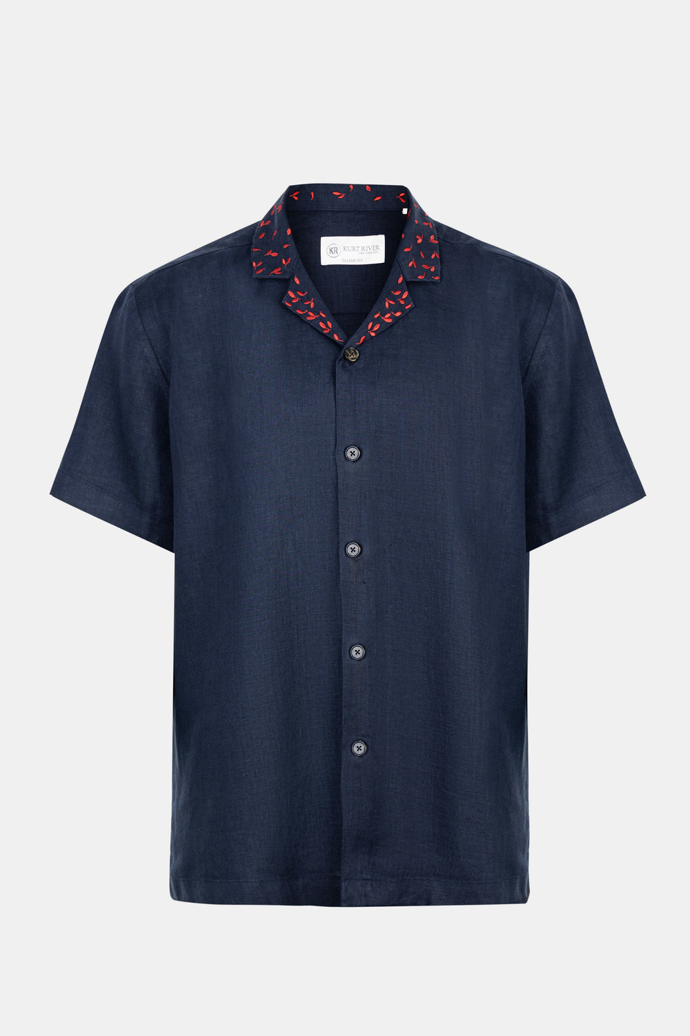 Navy Short Sleeve Linen Shirt