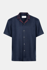 Navy Short Sleeve Linen Shirt