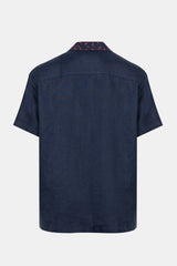 Navy Short Sleeve Linen Shirt