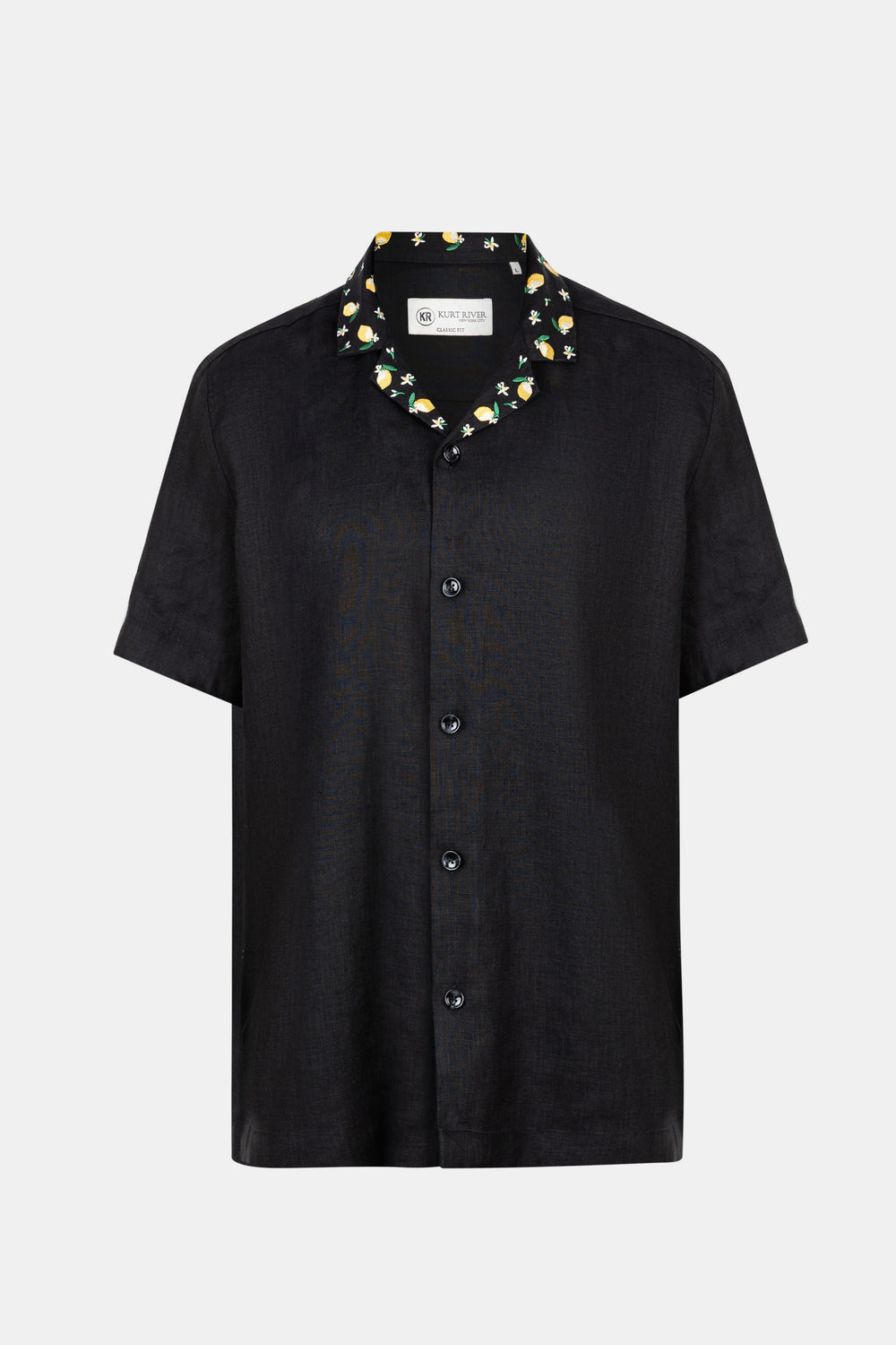 Black Short Sleeve Linen Shirt