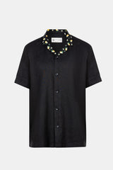 Black Short Sleeve Linen Shirt