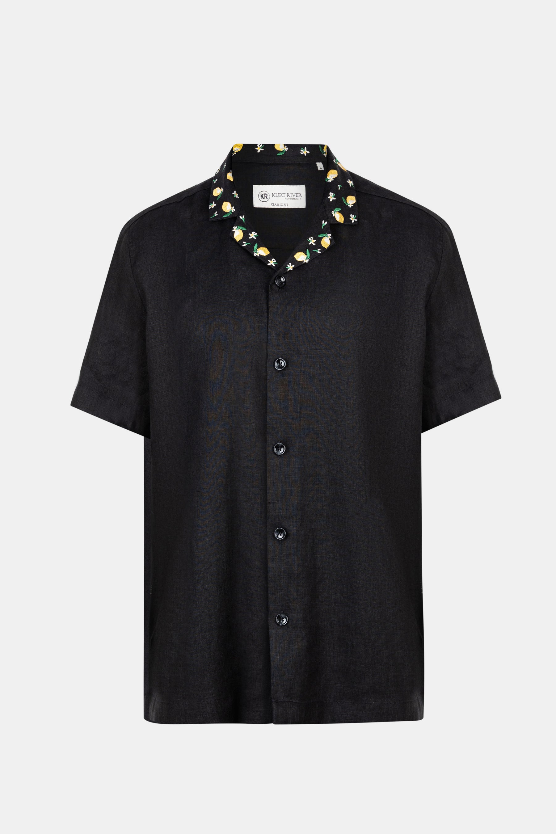 Black Short Sleeve Linen Shirt