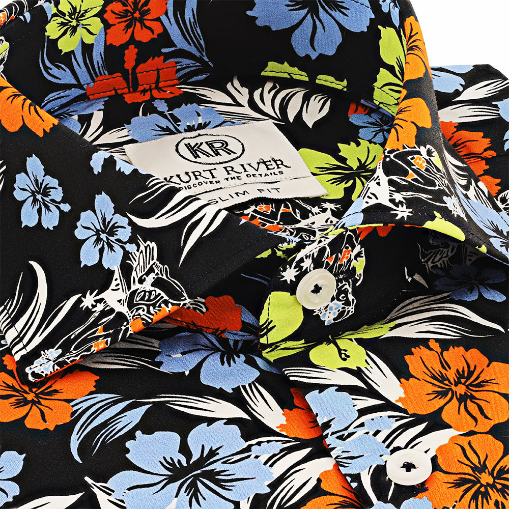 Navy Floral Slim Fit Shirt