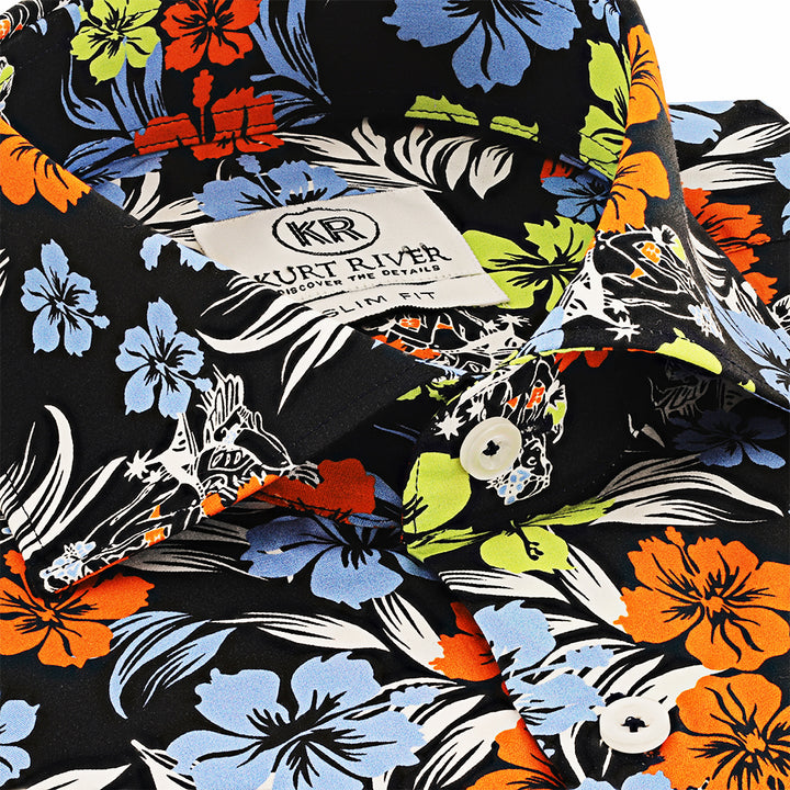 Navy Floral Slim Fit Shirt