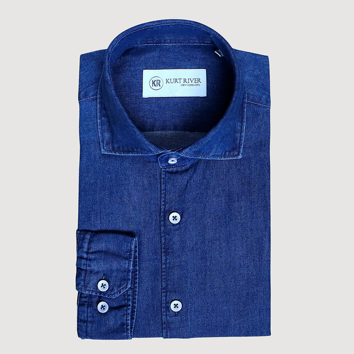 Dark Blue Denim Cotton Shirt