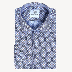 White Geometric Print Shirt