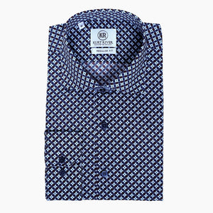 Navy Blue Geometric Print Shirt