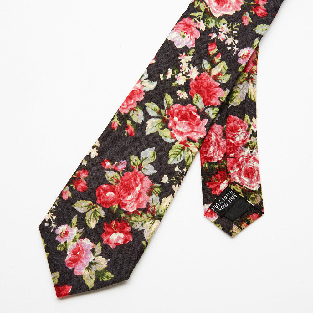 Dark Rose Floral Tie