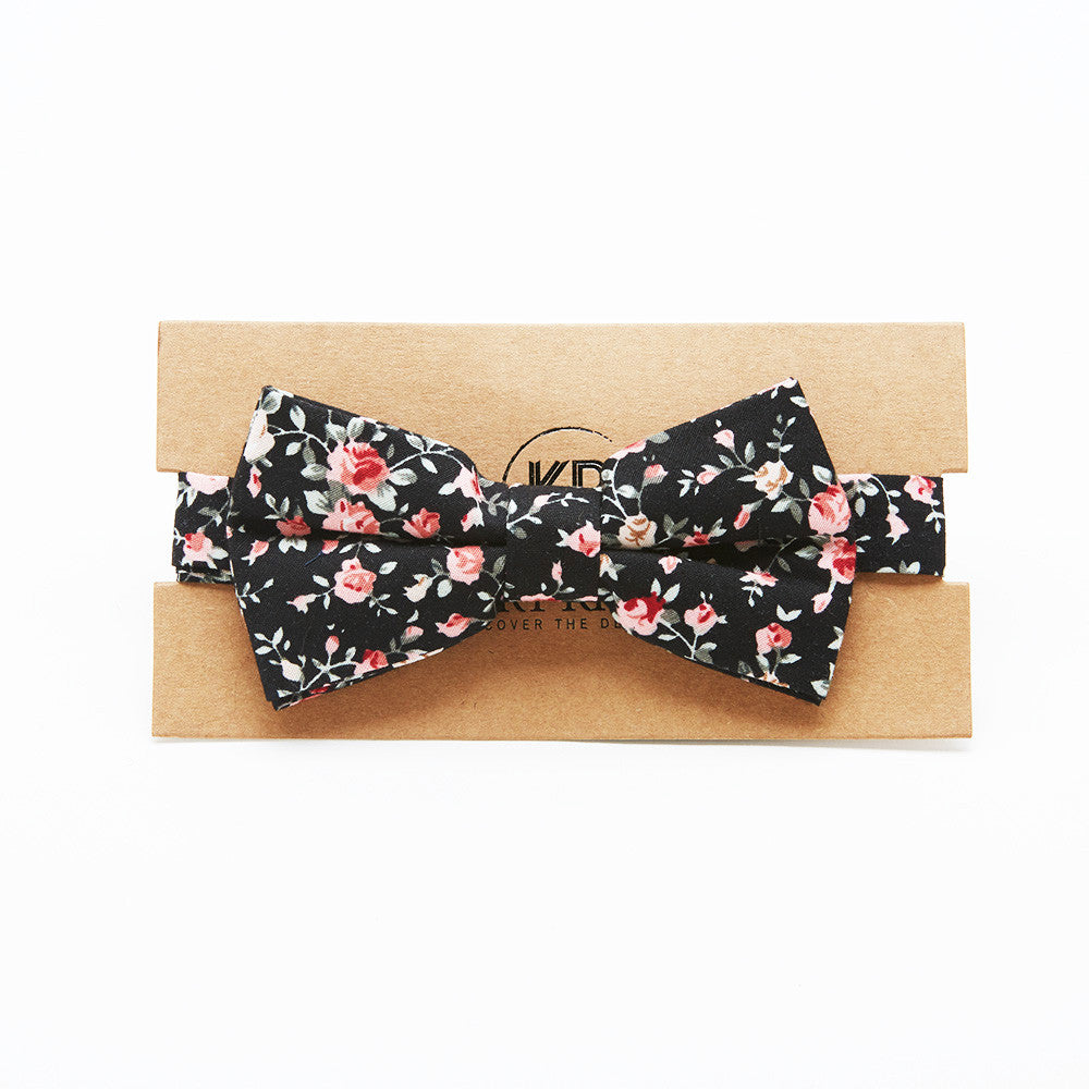 Black Floral Bow Tie