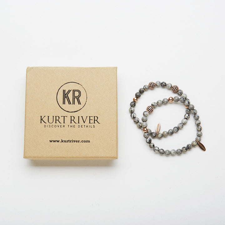 Grey Jasper Bracelet Set