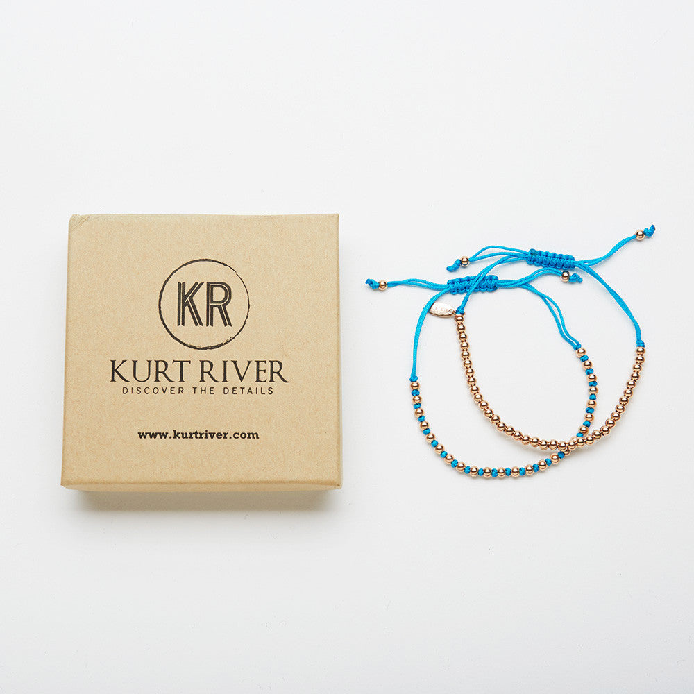 Blue Macrame Bracelet Set