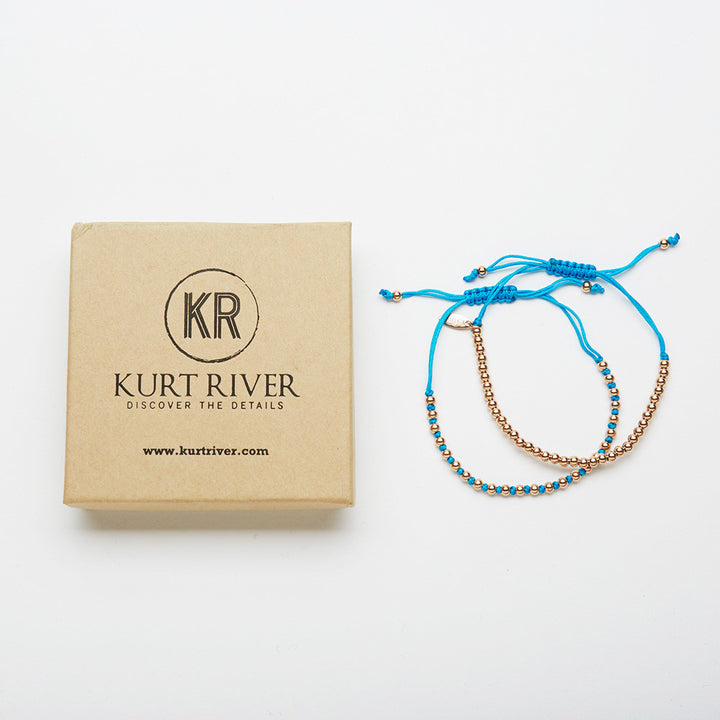 Blue Macrame Bracelet Set