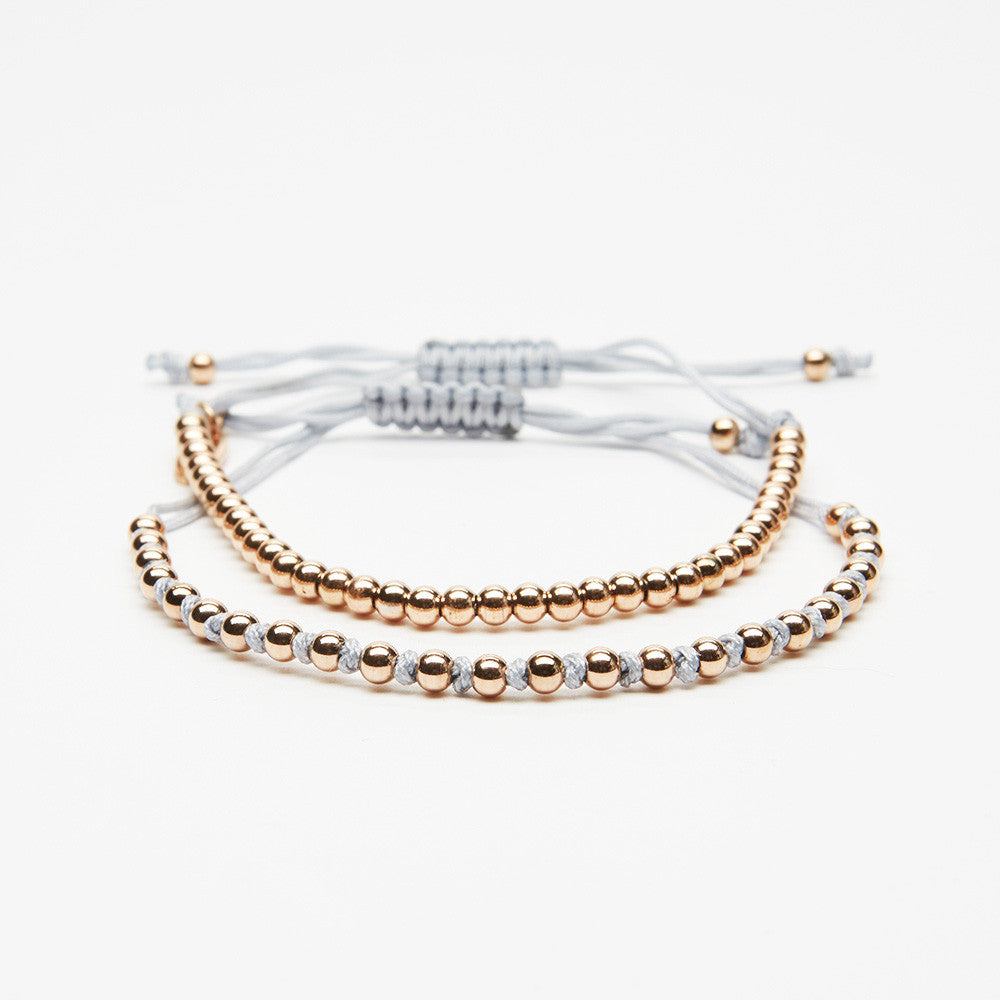 Grey Macrame Bracelet Set