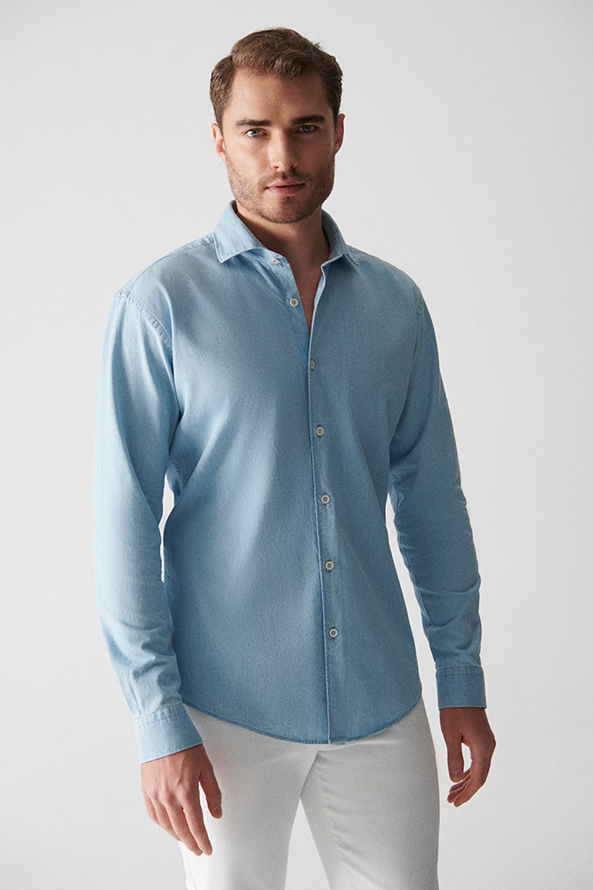 Light Blue Denim Cotton Shirt