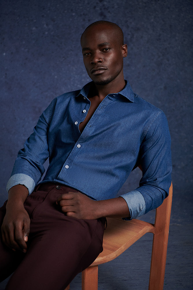 Dark Blue Denim Cotton Shirt