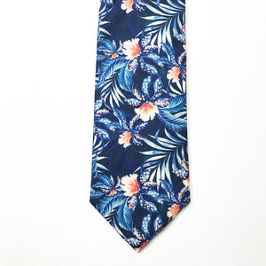 Orange Blue Floral Tie