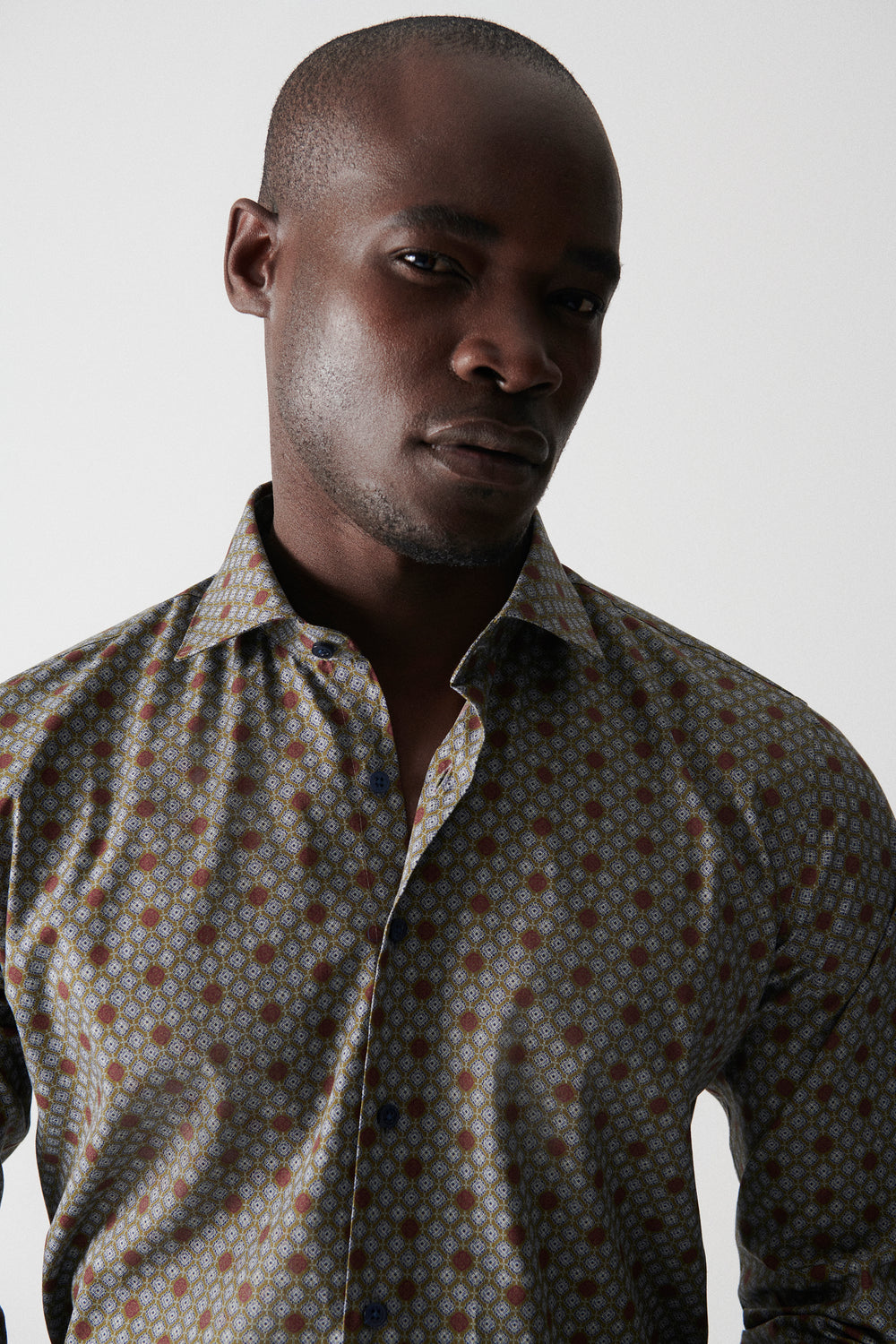 Green Brown Pattern Shirt
